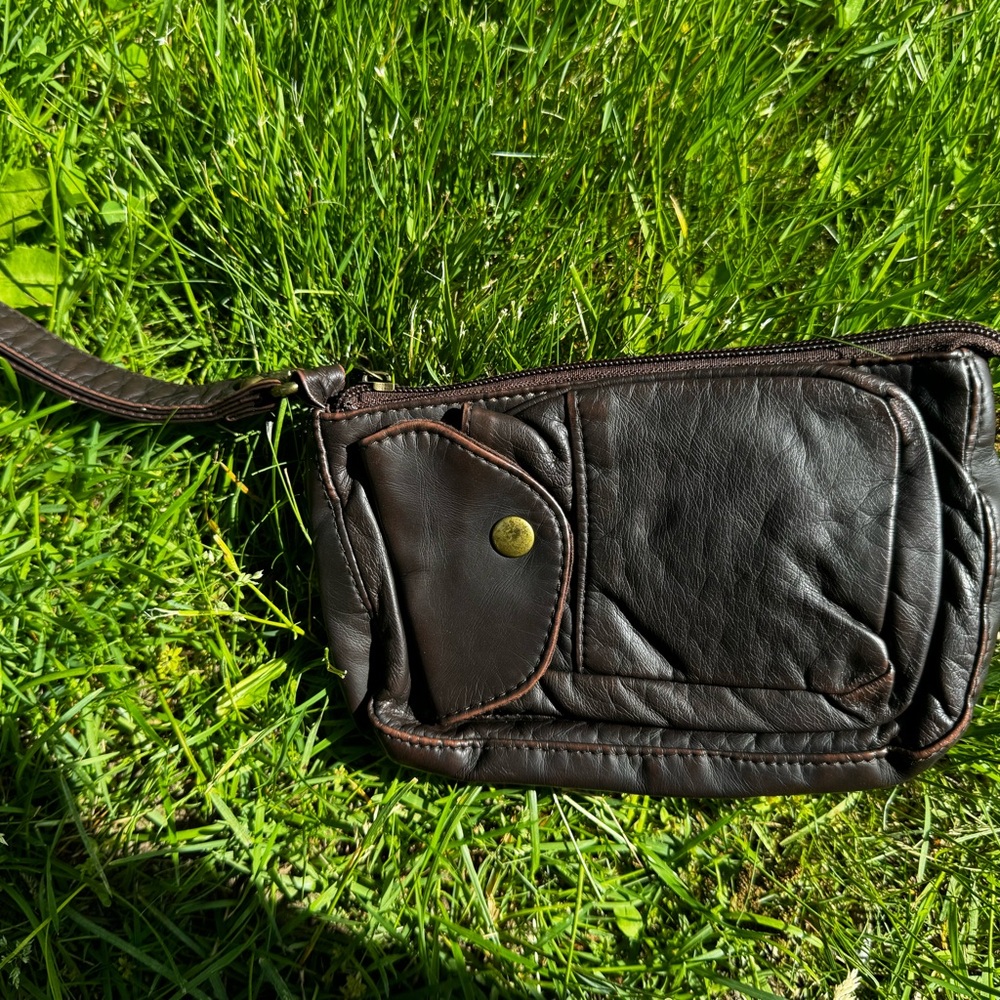 Icing Dark Brown Soft Faux Leather Wristlet Bag